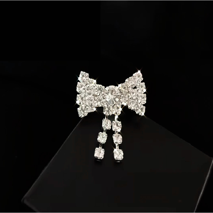 Ghim Tag Cài Áo Hình Nơ Đính Đá Phối Đồ Thời Trang Nữ