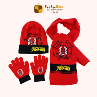 Khăn Quàng Cổ Mũ Len Găng Tay Len Mùa Đông Cho Bé Combo 3 Sản Phẩm Họa Tiết Người Nhện Trẻ Em 3 - 9 Tuổi BEEBEEKIDS 