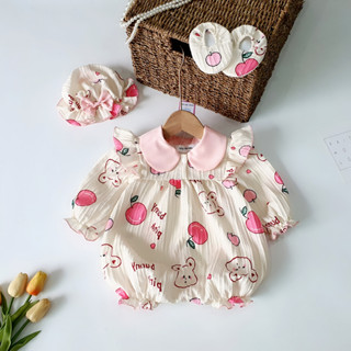 Bodysuit cho bé gái sơ sinh kèm turban và giày vải họa tiết dễ thương ⚡FREESHIP⚡ Set body đùi cho bé gái siêu mềm mát