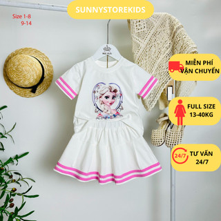 Set đồ bộ hình elsa cực xinh cho bé gái, Set Áo Mix Chân Váy Xòe Liền Quần Thời Trang Hàn Quốc Dành Cho bé Gái
