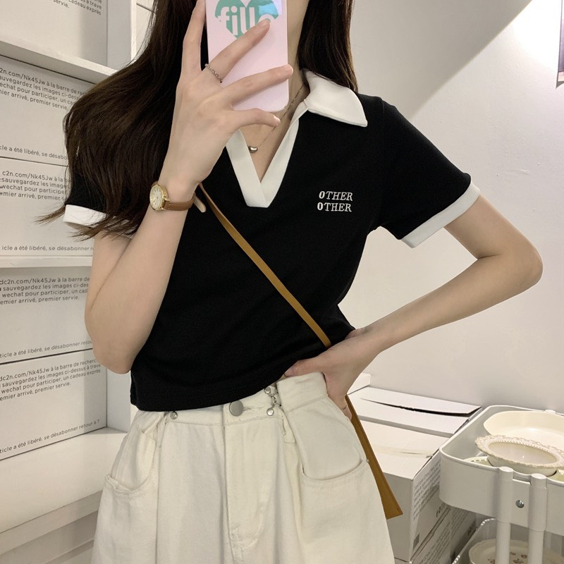 Áo Croptop Polo Nữ Tay Ngắn Phong Cách Hàn- The Other