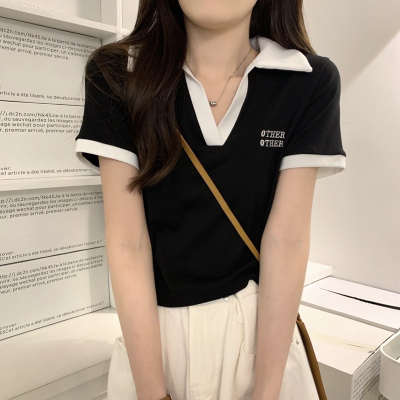 Áo Croptop Polo Nữ Tay Ngắn Phong Cách Hàn- The Other
