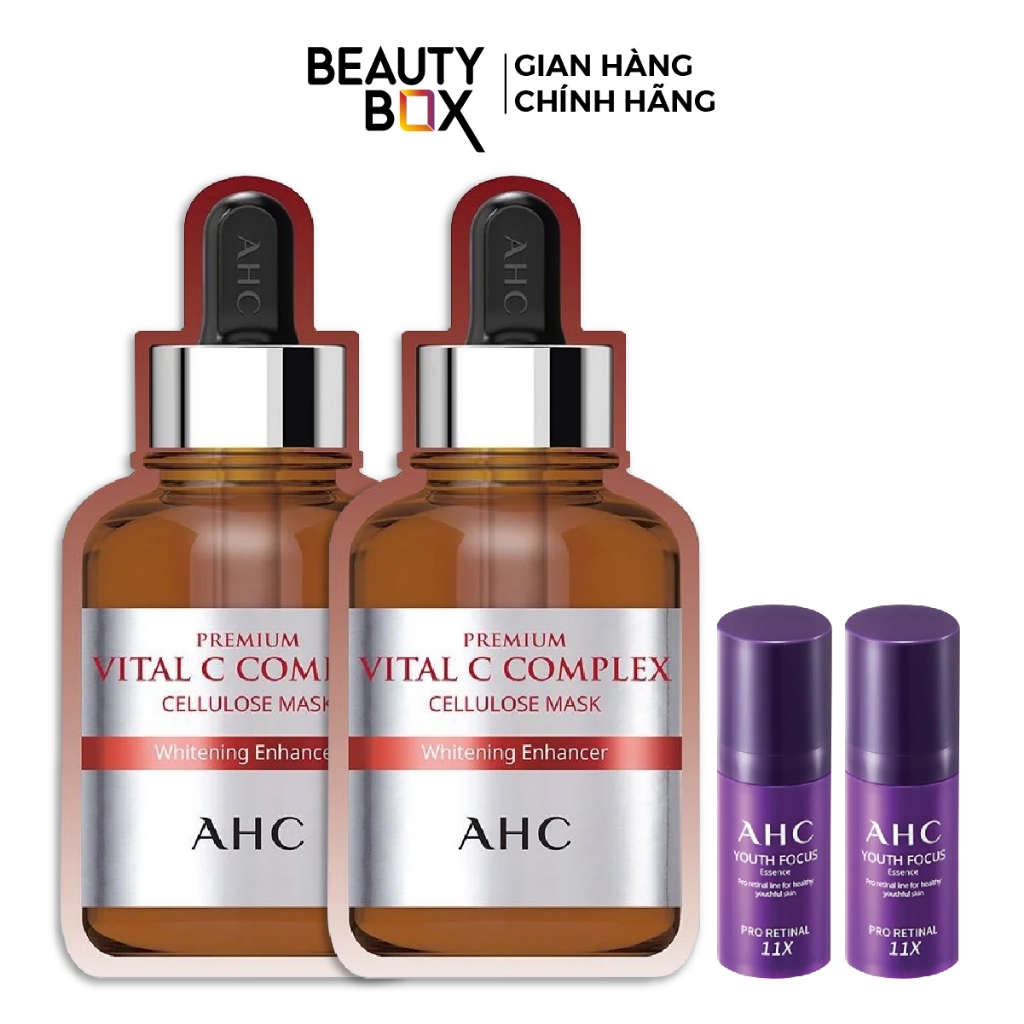 [Quà tặng không bán] 2 Tinh Chất AHC Youth Focus Essence 10Ml & 2 Mặt Nạ Sáng Da AHC Vital C