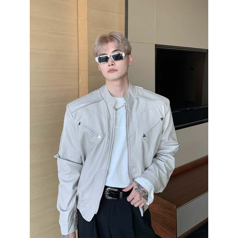 Áo khoác da nam cao cấp, áo khoác da nam Hàn Quốc W01 Design Play Boys