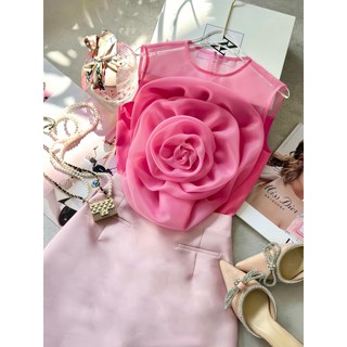 Set áo hoa hồng 3D tiểu thư sang chảnh - Angel V