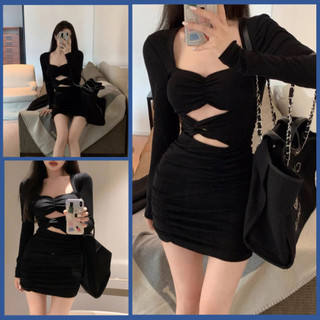 [CÓ SIZE] Váy Body Tay Dài Dáng Ngắn Thiết Kế Nhún Ngực Sang Chảnh Cho Nàng Đi Chơi Đi Dự Tiệc MIMILA - MBD063