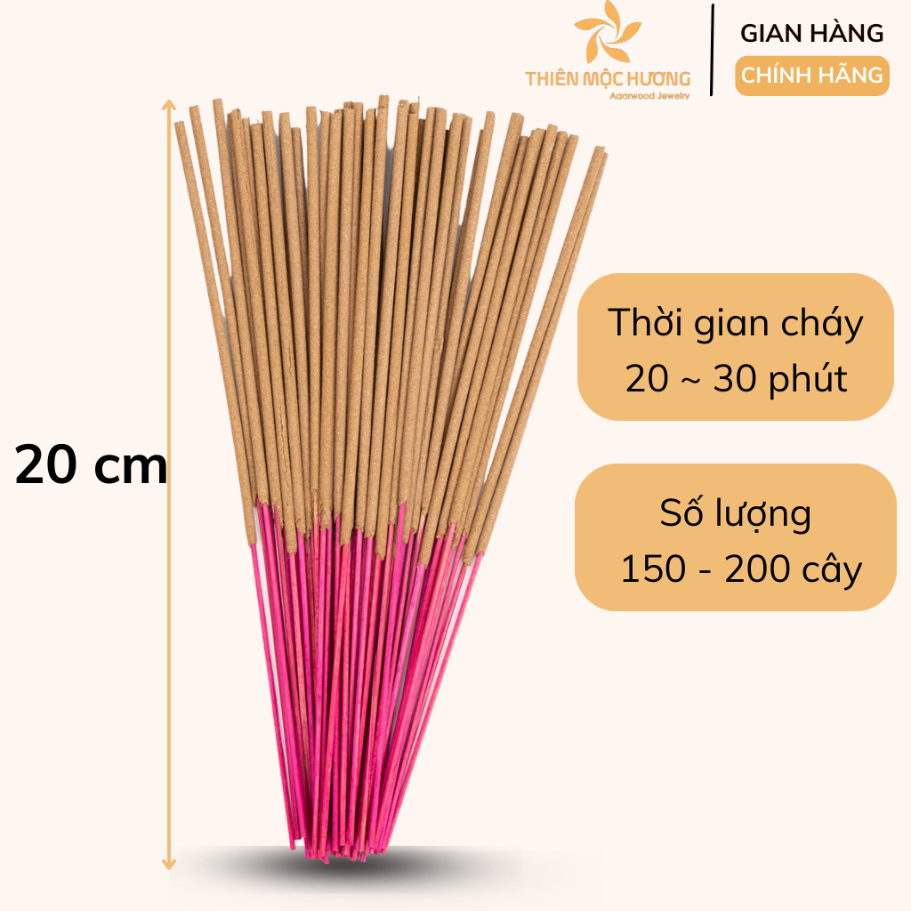 Nhang trầm hương THIÊN MỘC HƯƠNG thơm, ít khói, không hóa chất hộp tích trầm 8 năm 200 cây 20cm