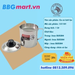 Ca inox 304 zebra 1l có nắp, có vĩ lượt - 151101 nhập khẩu thái lan