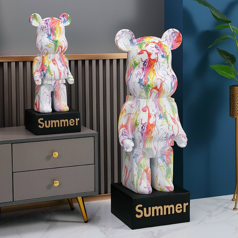 Gấu BearBrick-Mô hình tượng gấu BearBrick trơn loang trắng-Bụng phệ-80CM-decor trang trí nhà cửa,sang chảnh-đẹp,giá rẻ