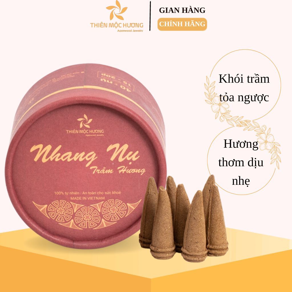 Nụ trầm hương cao cấp, hương trầm tự nhiên khói ngược xông thơm nhà giải toả căng thẳng THIÊN MỘC HƯƠNG hộp 40 nụ 16 năm