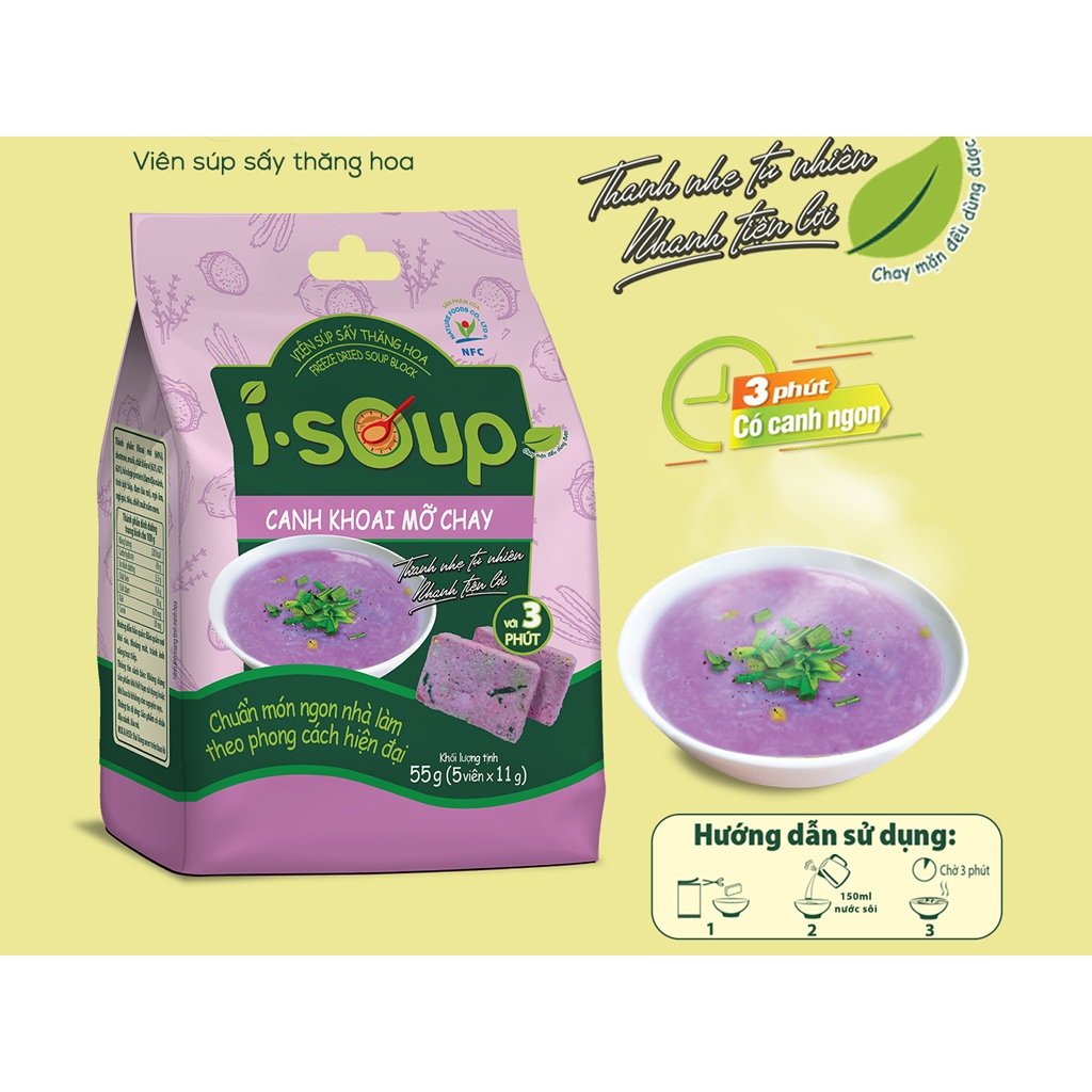 Combo Thuần chay 3 túi canh chay thanh nhẹ I-SOUP 05 viên x 3 túi