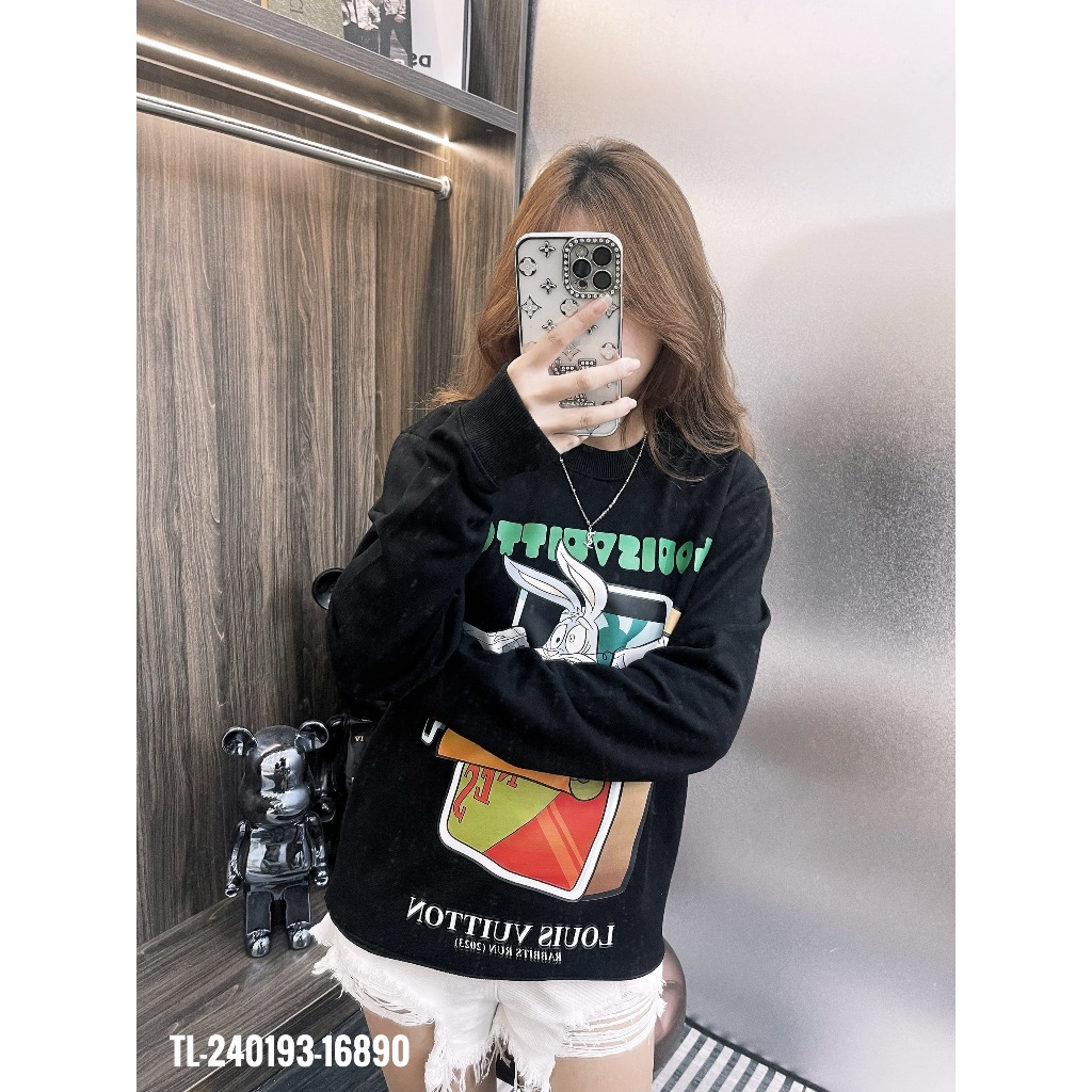 🔥Hot🔥Áo nỉ LV in hình trước thiết kế hot trend Nam nữ Thu Đông 2023