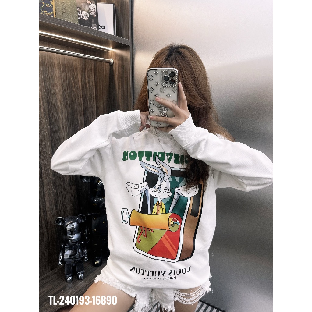 🔥Hot🔥Áo nỉ LV in hình trước thiết kế hot trend Nam nữ Thu Đông 2023