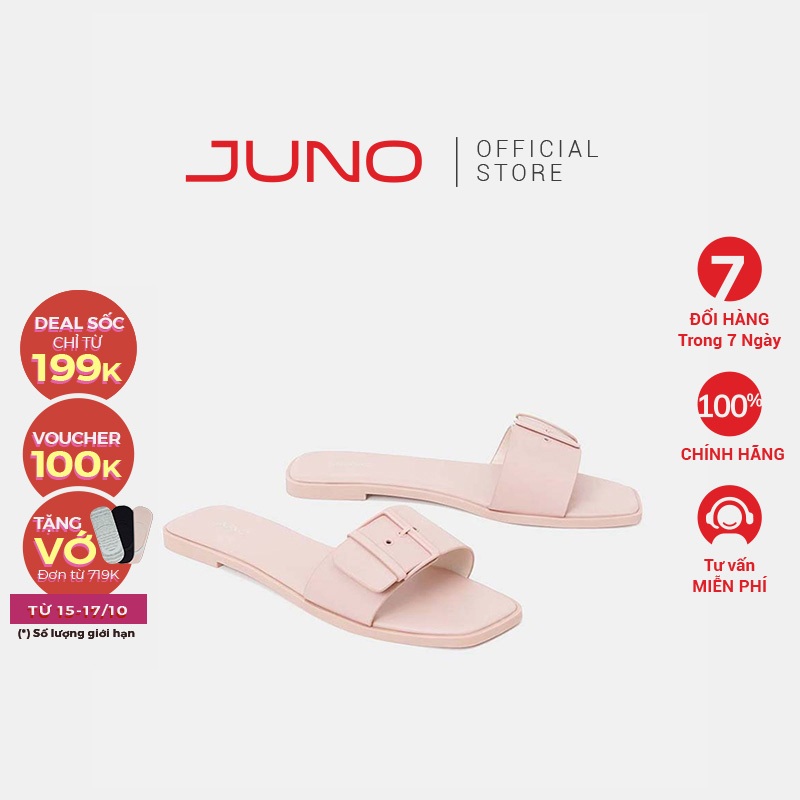 Dép Bệt Nữ Quai Ngang 1cm JUNO Mũi Vuông SD01095