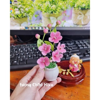 Chậu hoa đào 5 cánh bằng đất sét Nhật cao cấp