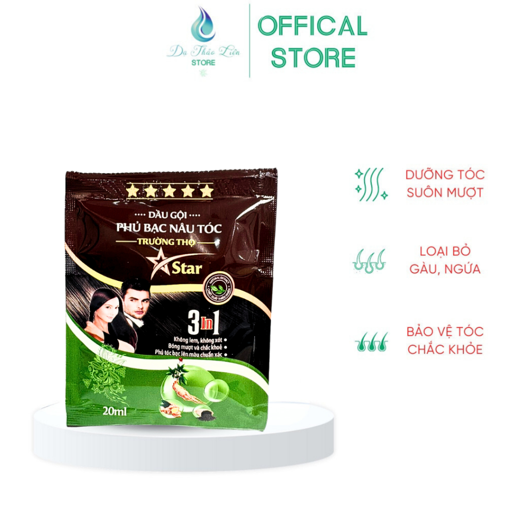 Dầu gội phủ bạc Dạ Thảo Liên (gói 40ml) Thành phần thảo dược thiên nhiên