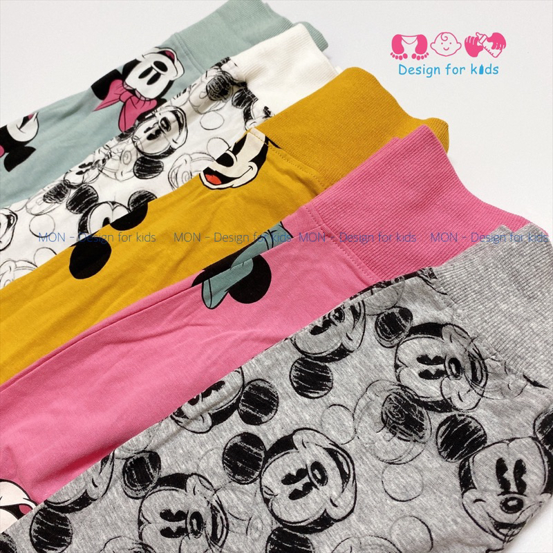 Quần dài NAME.IT cạp cao, chun, quần legging xuất dư vải ORGANIC COTTON co dãn 4 chiều cho bé