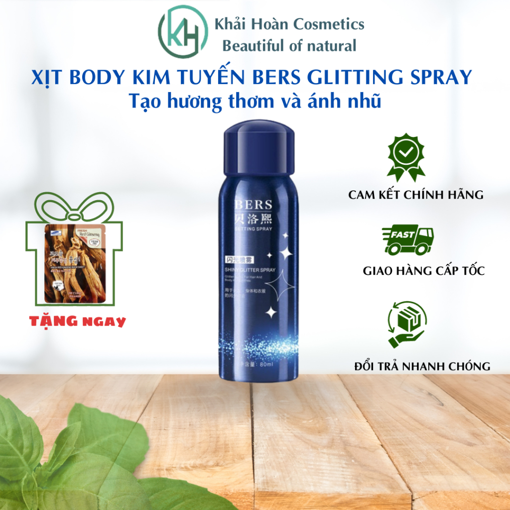 Xịt body kim tuyến BERS GLITTING SPRAY tạo hương thơm và ánh nhũ