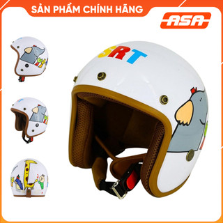 Mũ Bảo Hiểm 3/4 Tem Hươu Cao Cổ- 3/4 Cao Cấp  ASA HELMETS