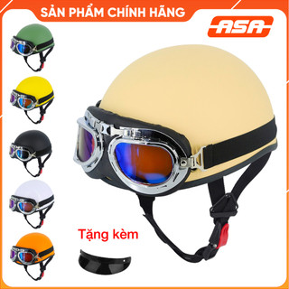 Nón mũ bảo hiểm 1/2 lồng ép nhiệt kèm kính