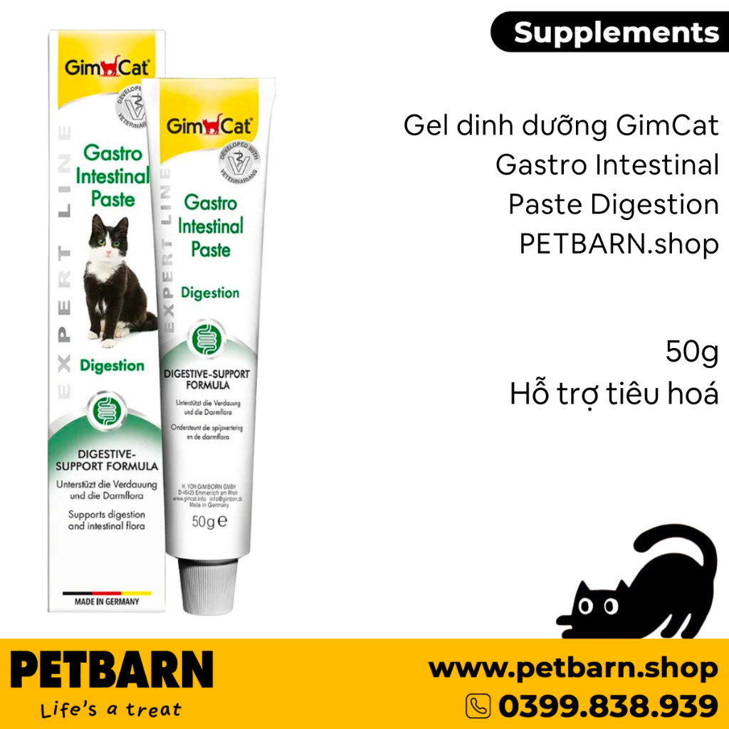 Gel dinh dưỡng Gimcat Gastro Intestinal Paste Digestion 50g - Hỗ trợ tiêu hoá PETBARN