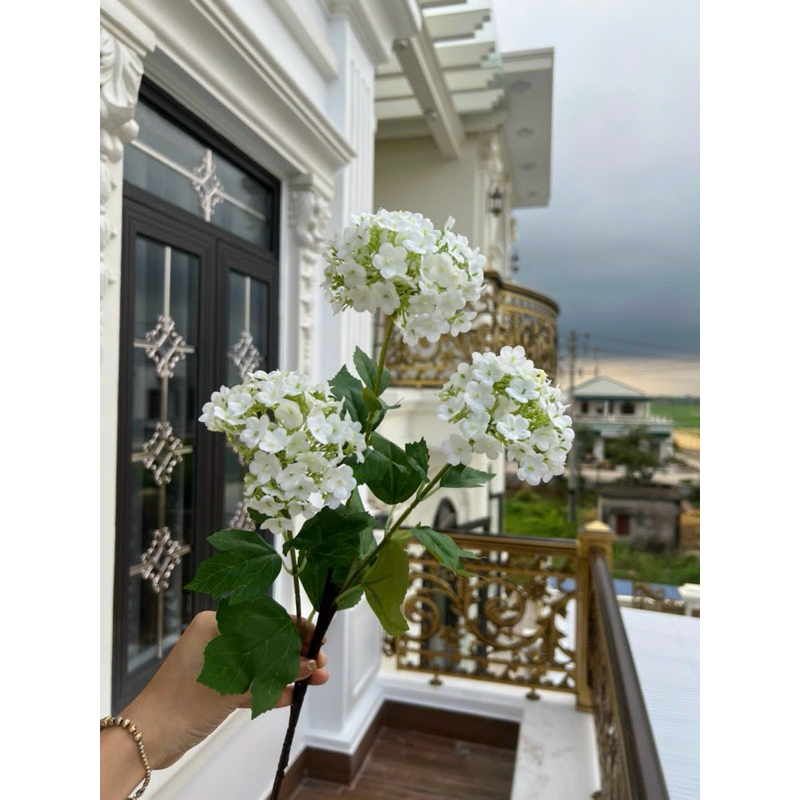 Hoa giả - hoa Tú cầu giả cành 3 bông dài 70cm