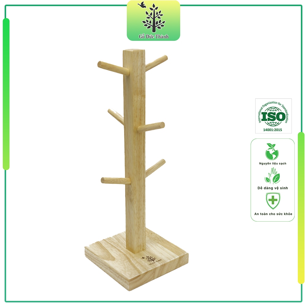 Giá (Cây) treo ly bằng gỗ | Gỗ Đức Thành 22041 | Chắc chắn, dễ vệ sinh | Hàng Việt Nam chất lượng cao