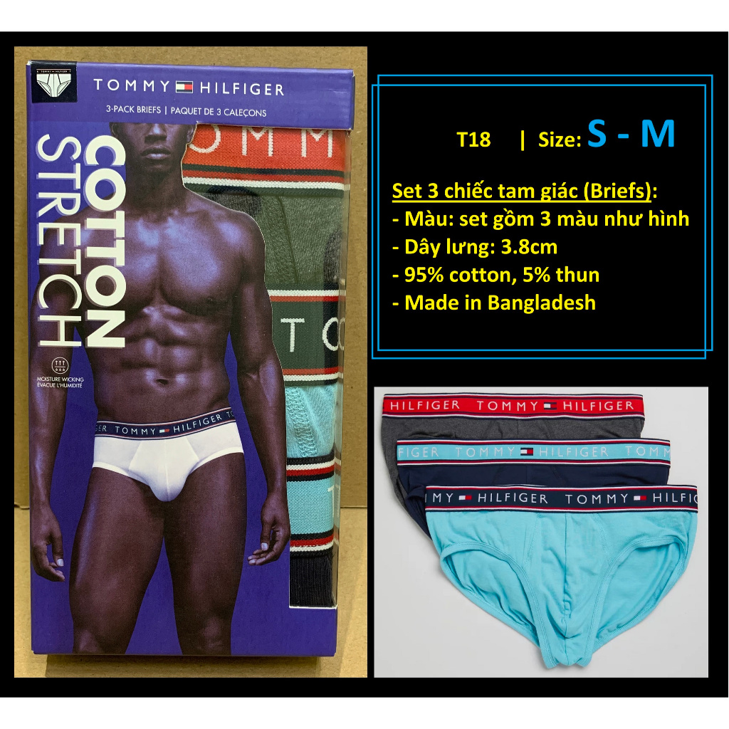 Chính hãng Mỹ - T18 S,M Quần lót nam Tommy Hilfiger tam giác brief