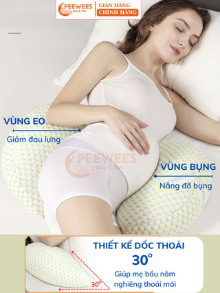 Gối Bầu Cánh Tiên Cao Cấp PeeWees Nâng Đỡ Bụng Toàn Diện, Giảm Tối Đa Đau Lưng, Giúp Cho Mẹ Bầu Ngủ Ngon Sâu Giấc