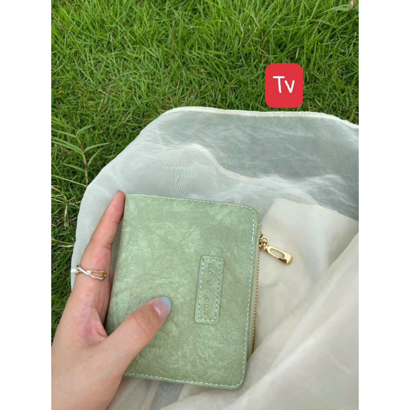 Ví Da PU Ngắn Dạng Gập Màu Trơn Phong Cách Hàn Quốc Cho Nữ