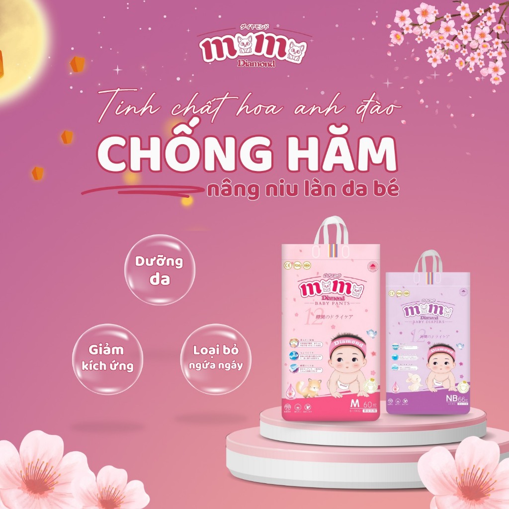 Bỉm Quần/Dán Momo Diamond Hữu Cơ Cao Cấp(nhận 1 HỘP KHĂN MẶT) S64/M62/M60/L54/XL50/XXL48/XXXL46