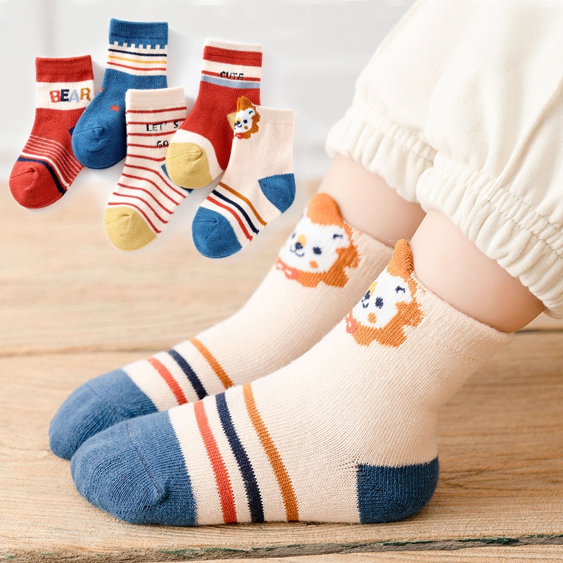 Set 5 đôi tất bé trai hình thú đáng yêu style Hàn Quốc