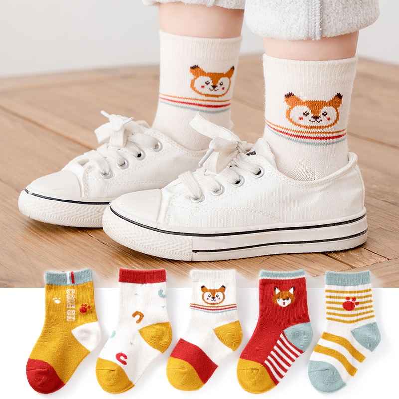 Set 5 đôi tất bé trai hình thú đáng yêu style Hàn Quốc