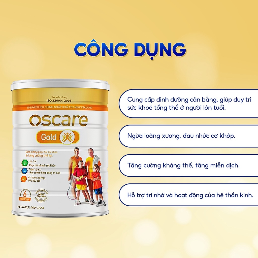 Sữa bột cho người cao tuổi Oscare Gold, ngăn ngừa loãng xương, nâng cao sức khỏe người già