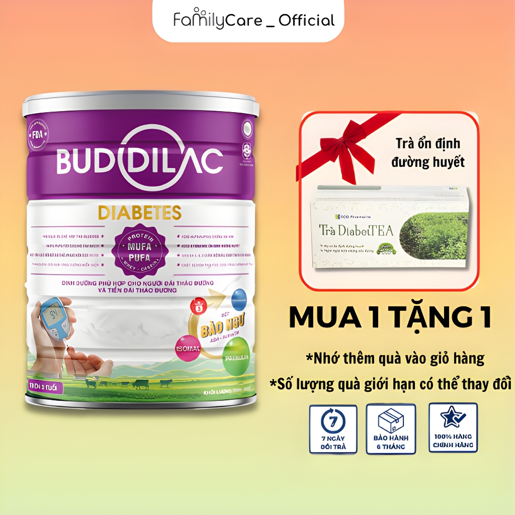 Sữa Bột Buddilac Diabetes Hộp 400g/ 900g - Ổn Định Đường Huyết, Ngăn Ngừa Mỡ Máu Cho Người Tiểu Đường