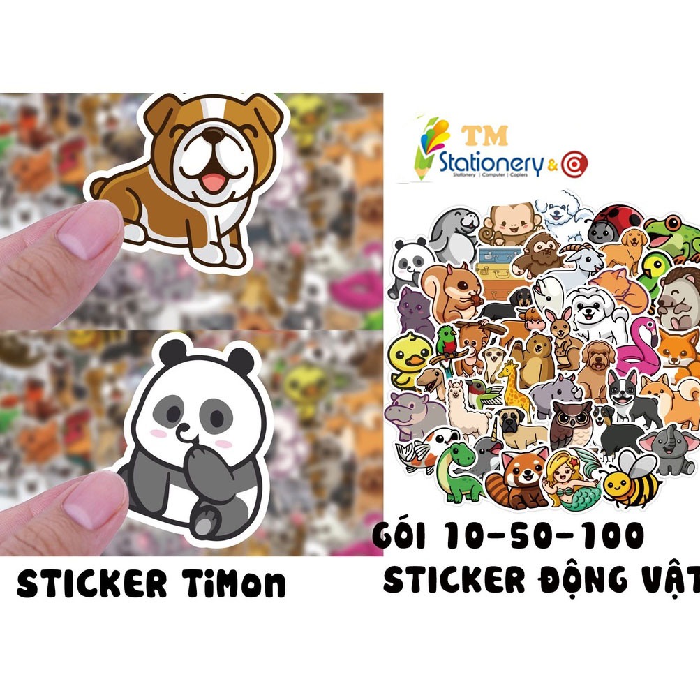 Sticker động vật TM stationery cute giá rẻ  hình dán dễ thương nhãn dán màu đậm đẹp-hàng loại 1