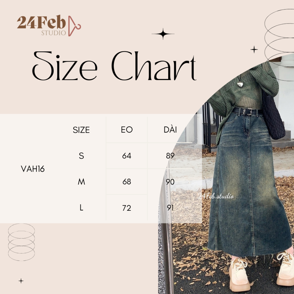 Chân váy jean retro dáng dài cắt gấu phong cách ulzzang Hàn Quốc