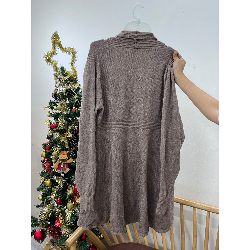 Áo len xám dài