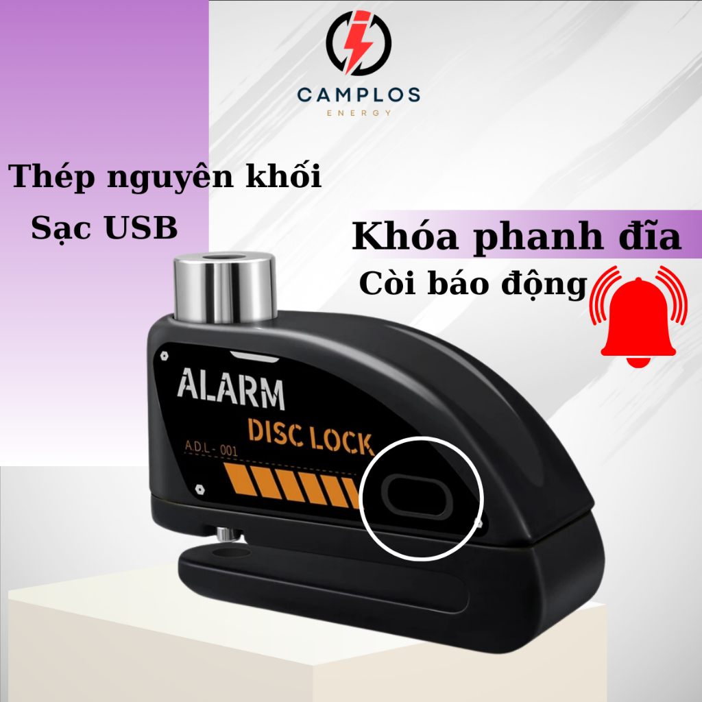 Khóa phanh đĩa chống trộm cho xe máy có tiếng còi báo động khóa xe máy xe đạp điện thép nguyên khối chống nước