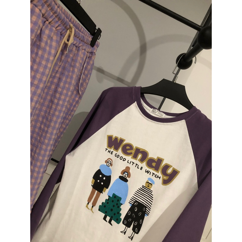 Bộ tím áo wendy phối quần kẻ