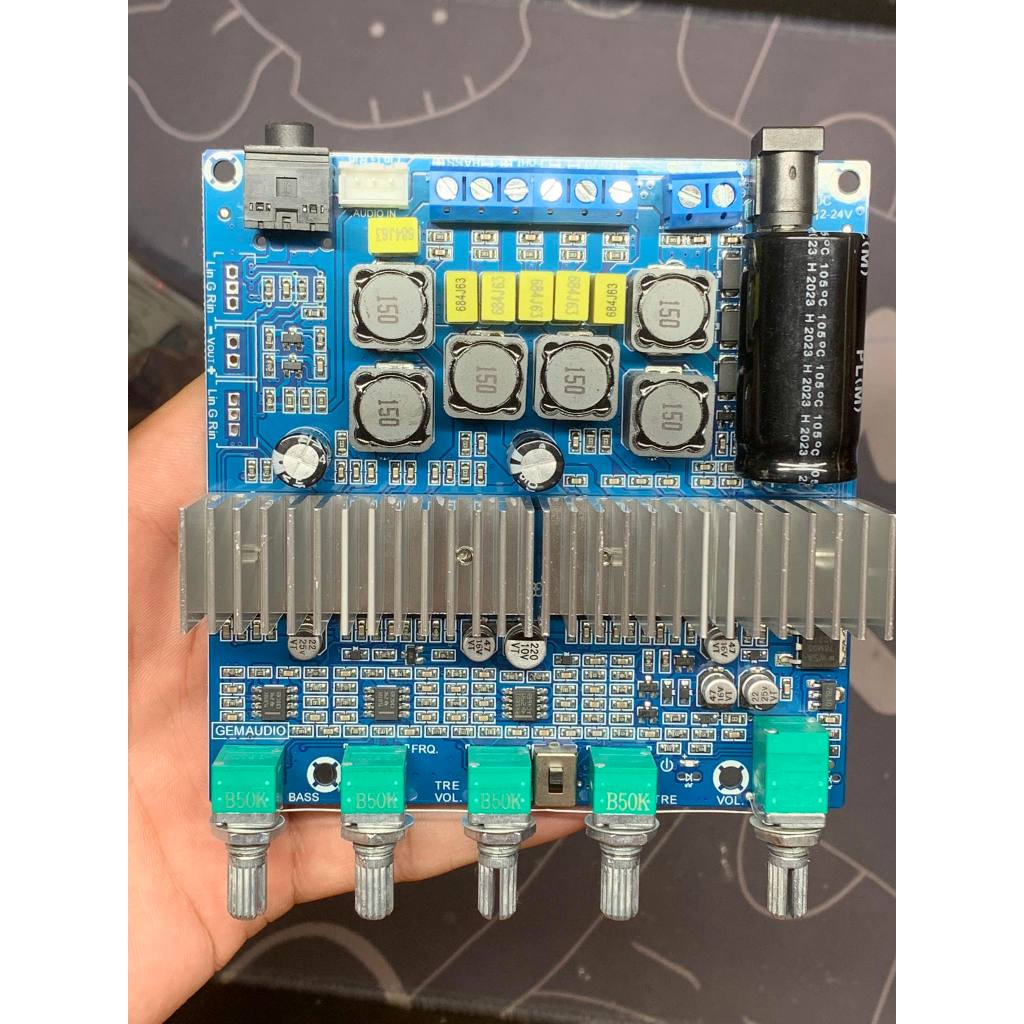 Mạch Amp 2.1 GEMAUDIO, Bluetooth 5.0, 2x50w, Sub 100w, Mạch Chuẩn Chíp 32 Chân, Không ù Xì