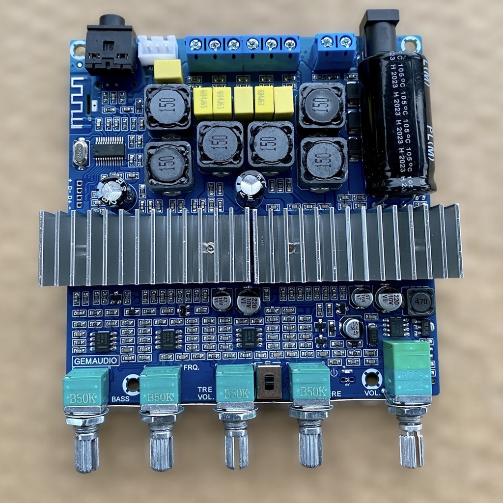 Mạch Amp 2.1 GEMAUDIO, Bluetooth 5.0, 2x50w, Sub 100w, Mạch Chuẩn Chíp 32 Chân, Không ù Xì