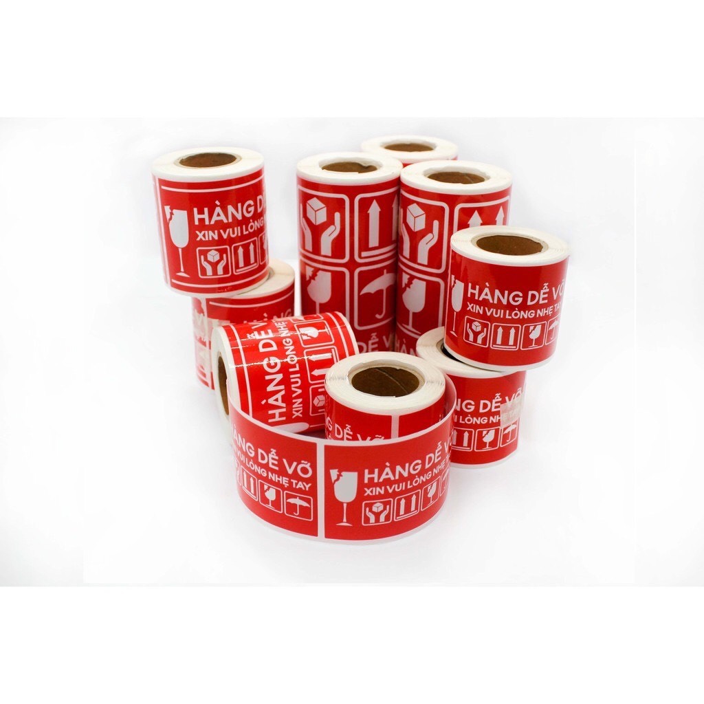 TEM - DECAL - NHÃN HÀNG DỄ VỠ - KT 60x40mm, 75x100mm - DẠNG CUỘN