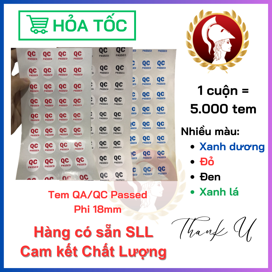 Decal tròn đường kính 18mm QA, QC Pass nhiều màu