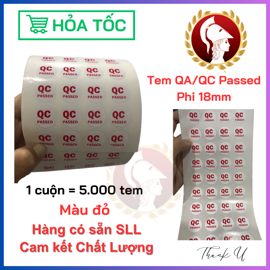 Decal tròn đường kính 18mm QA, QC Pass nhiều màu