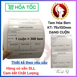 300 TEM HÓA ĐƠN IN SẴN (7,5 x 10 cm) THEO YÊU CẦU DÙNG DÁN MÃ CODE CHO CÁC SHOP (K CẦN MÁY IN NHIỆT)