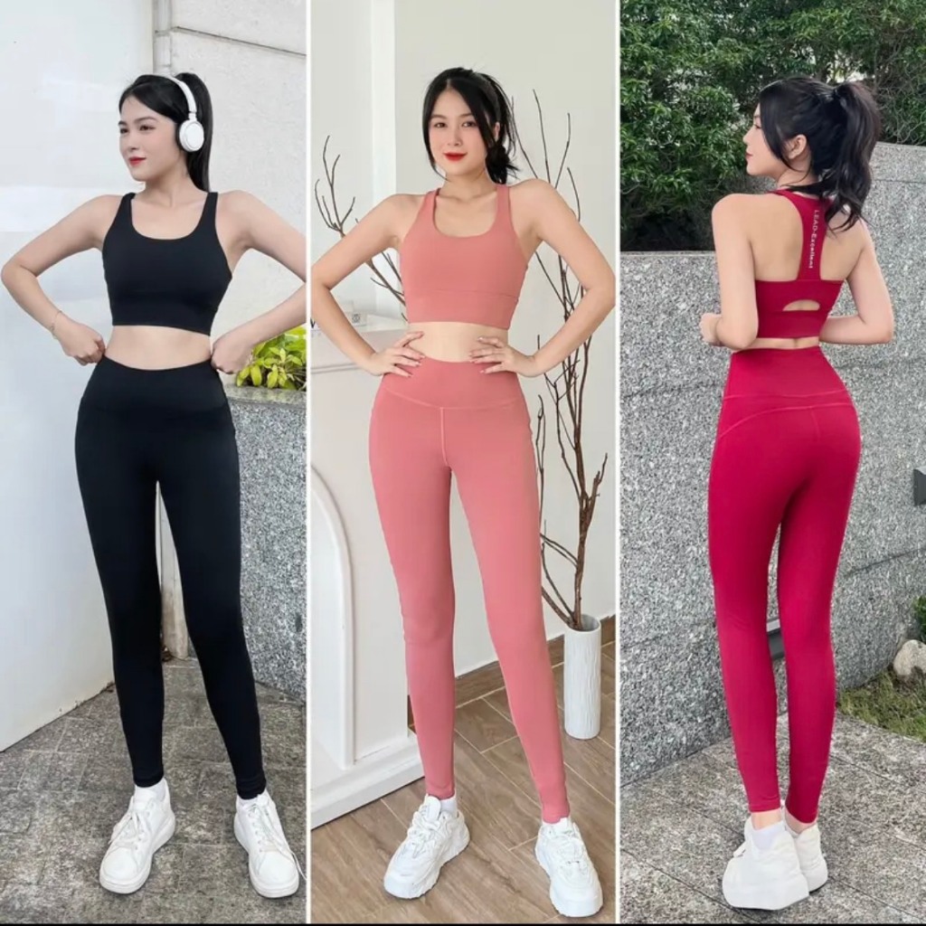 Đồ tập gym yoga erobic nữ phối lưới Lead chất vải co giãn 4 chiều thấm hút tốt- D04