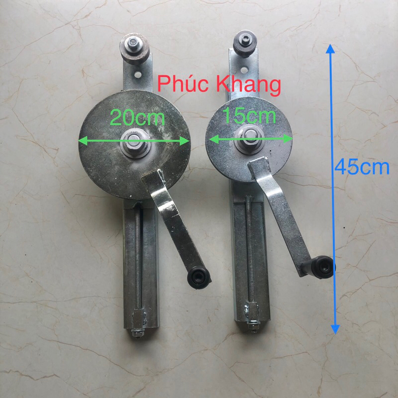 Tay quay mái bạt xếp - mái hiên - mái trượt puly 20cm và 15cm. Có tăng cáp