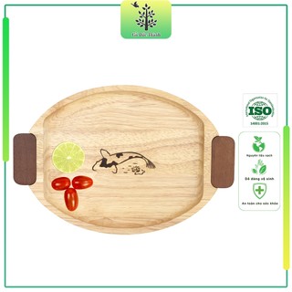 Khay gỗ hình elip có tay cầm tiện dụng | gỗ đức thành 23261 | đựng đồ ăn | trang trí
