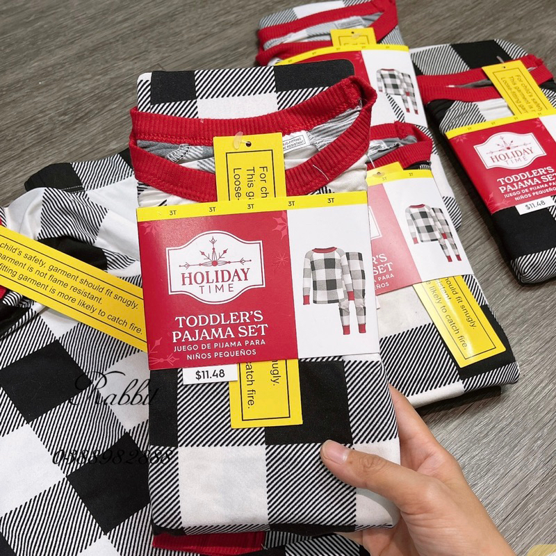 Bộ thun caro đen ghi Holiday-HÀNG SALE KHÔNG ĐỔI TRẢ